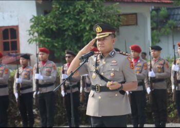 Kapolres Tanjabbar Pimpin Upacara Tabur Bunga  Dan Ziarah Di TMP Satria Pengabuan,Bagian Dari HUT  Bhangkara Ke-79