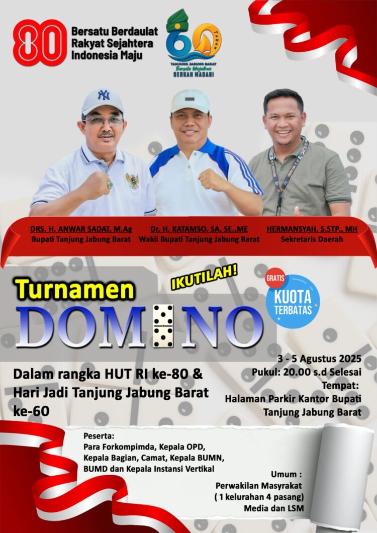 Meriahkan Hut RI Ke-80 Dan HUT Kab.Tanjabbar Ke-60 Tahun 2025,Pemkab Akan Gelar Lomba Domino Berhadiah