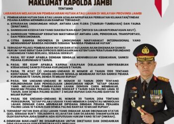 Kapolda Jambi Keluarkan Maklumat Terkait Karhutlah
