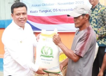 Wabup Tanjabbar Lepas Luncurkan Bantuan Pangan Beras Bulog untuk Keluarga Penerima Manfaat
