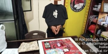 Polisi Tangkap  Terduga  SA (23) Tahun Dipenginapan Marvin Batang Asam Pengedar Sabu Serta BB  Dalam Tas Dan Jok Motor