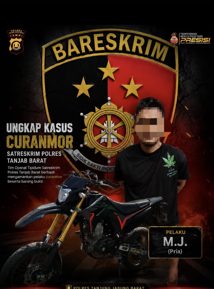 Polres Tanjabbar Ungkap Kasus Curanmor,Untuk Pelaku Satu Orang Diaman kan