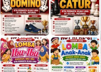 HUT RI Ke-81 Tahun 2026,Warga Blok A Dan Blok B Perumahan BTN Permata Hijau Lima Akan Gelar Lomba Lacak,Catur Dan lomba Permainan Anak-anak